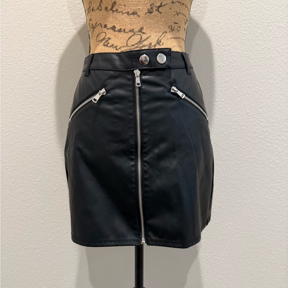 Wild Fable Black Mini Skirt with Zipper Accents
